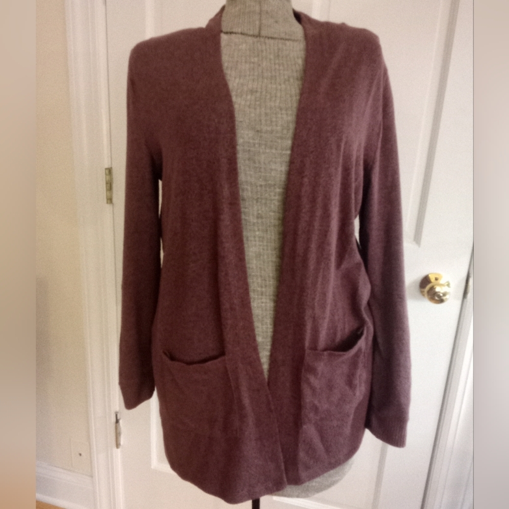 Plum Cardigan With Lacing Detail On Sleeves